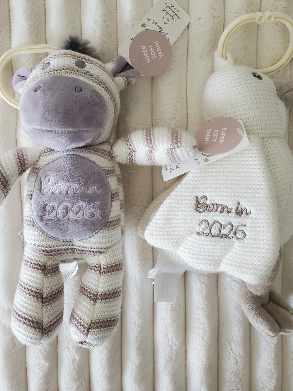 NWT 'Born in 2026' Embroidered Set Of Baby Toys 3y+